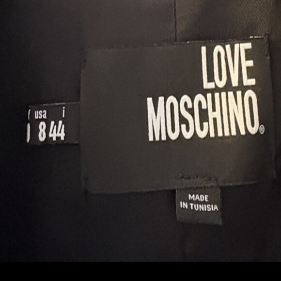 LOVE MOSCHINO Star Print Single-breasted coat black and white stripe - Picture 4 of 8